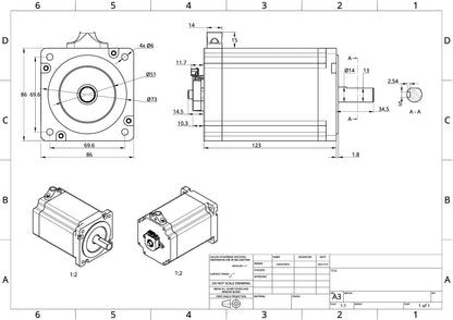 NEMA 34 Servomotor w/ 16384 CPR Absolute Encoder